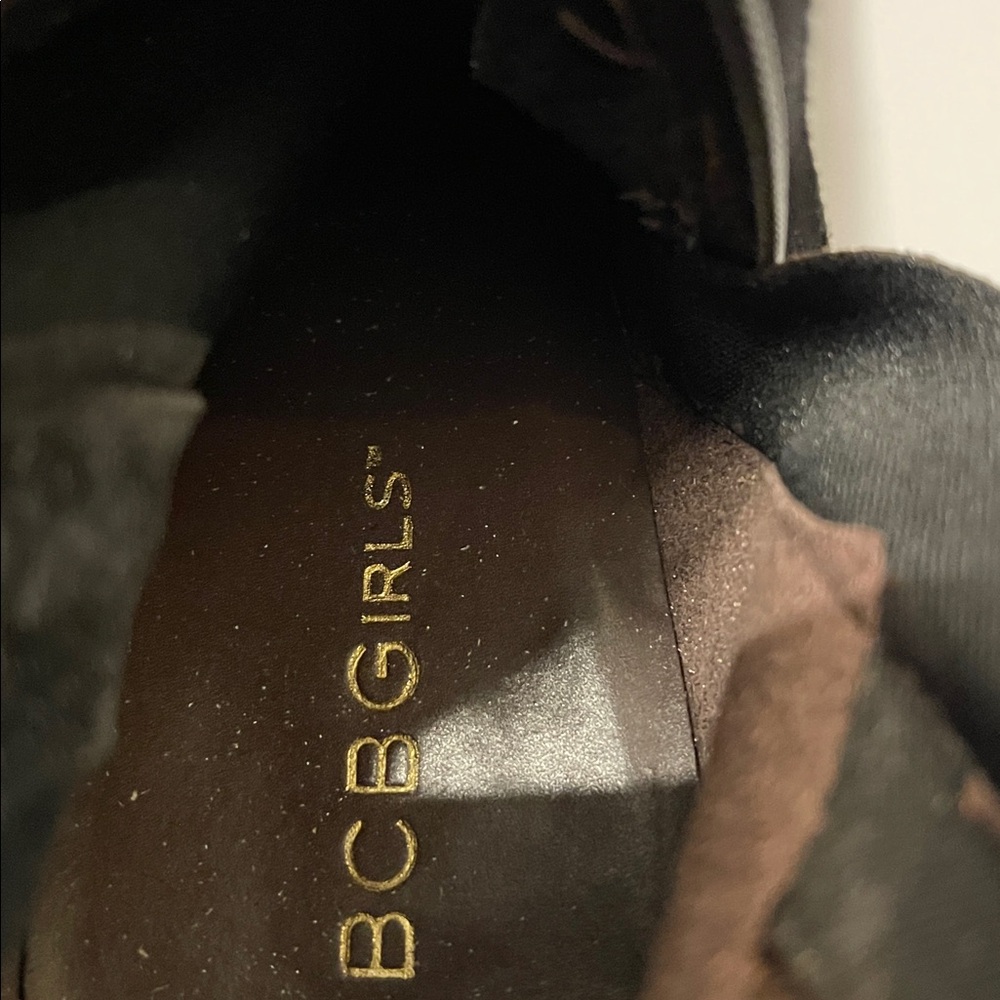 Y2K BCBGirls chocolate brown faux suede pointy toe knee high stretch boots - Picture 8 of 10